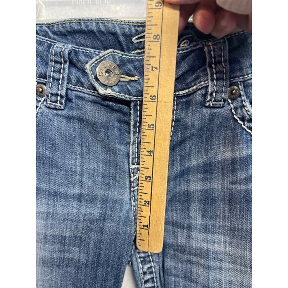 Silver Jeans Tuesday Capris Women's Size 28 Blue Denim Capri Jeans Thick Stitch - Picture 8 of 14
